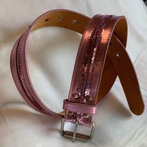 Metallic Sequin Leather Belt